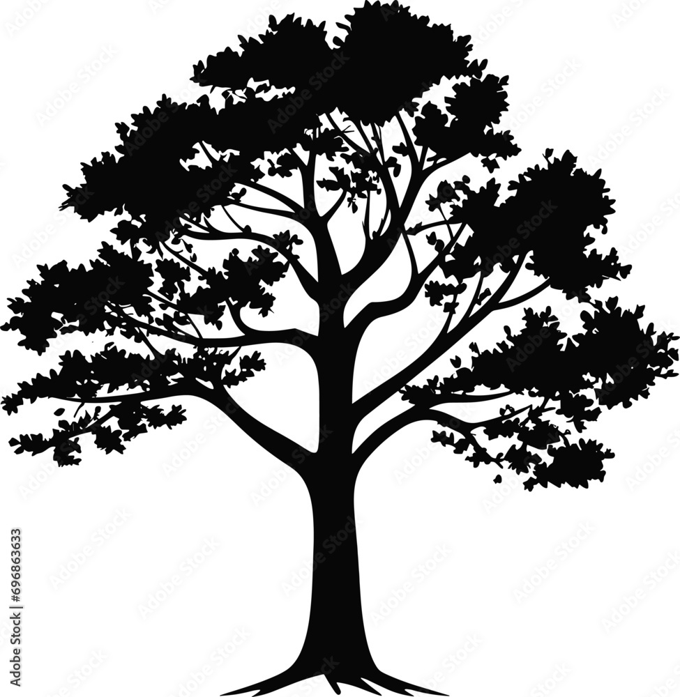 Beautiful vector tree silhouette outline vector icon for nature apps and websites.