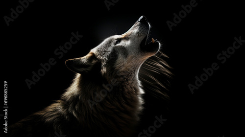 Howling Wolf Dark Background. AI Generative