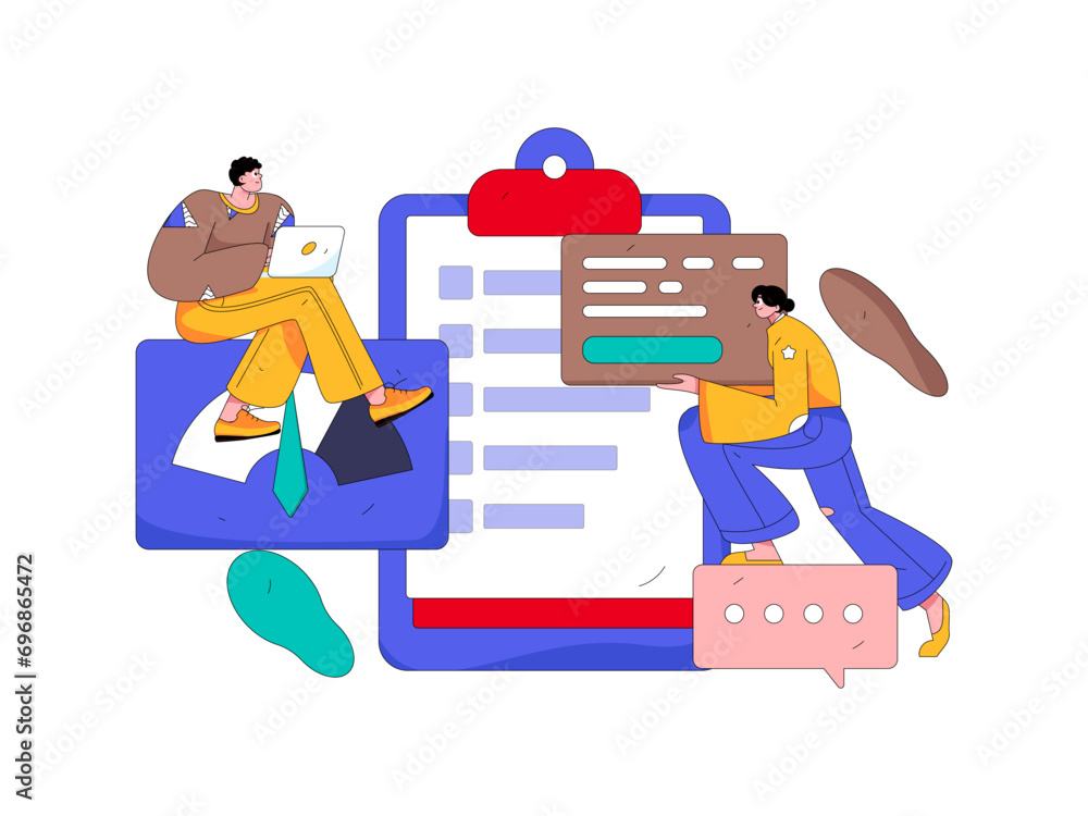 Flat vector illustration of business people operating work scene
Flat vector illustration of business people operating work scene