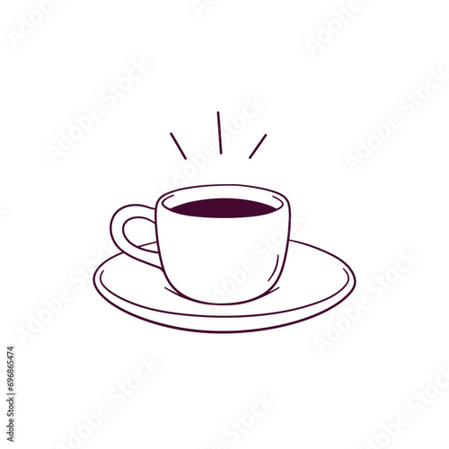 Hand Drawn illustration of coffe cup icon. Doodle Vector Sketch Illustration