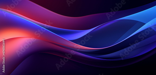 Harmonious blend of blue & purple shapes in an abstract banner, highlighted by glowing retro waves.