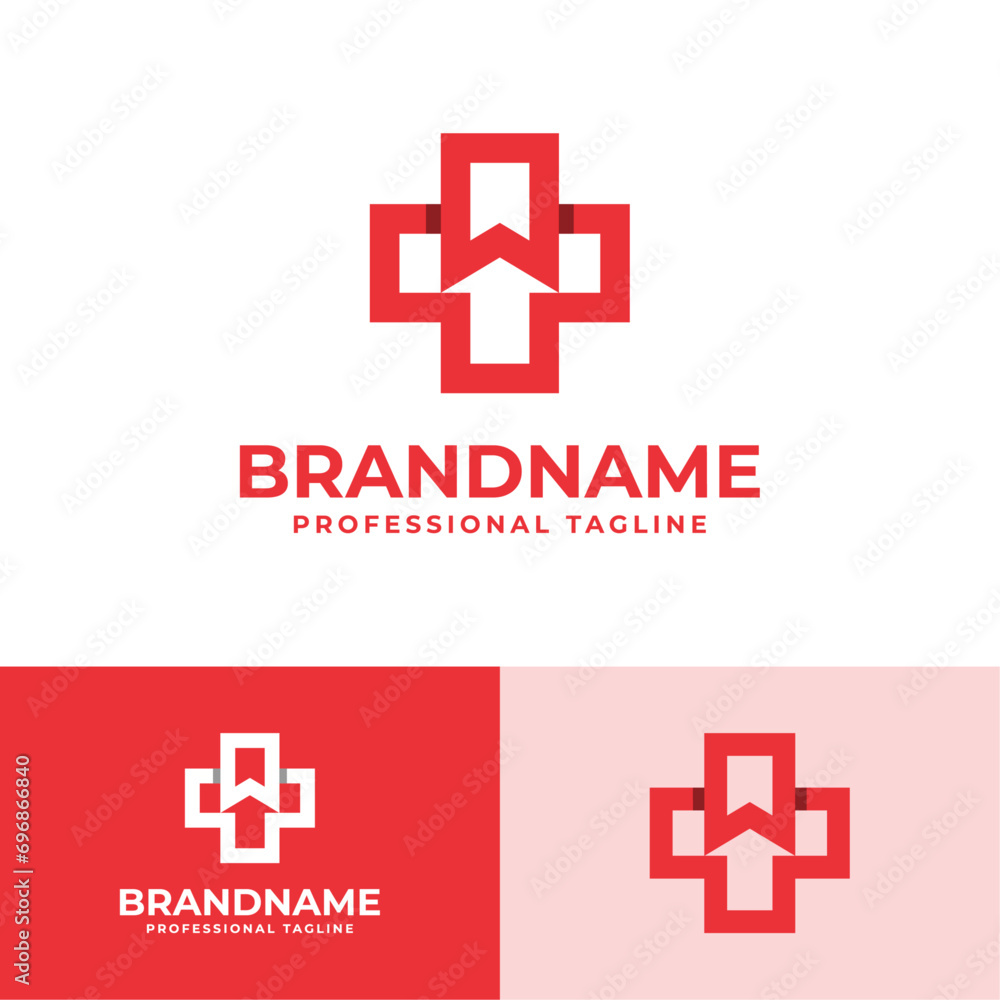 Medical Cross Bookmark and Arrow Logo, suitable for business related to Medical Cross, Bookmark, and Arrow Medical Cross Bookmark and Arrow Logo, suitable for business related to Medical Cross, Bookmark, and Arrow