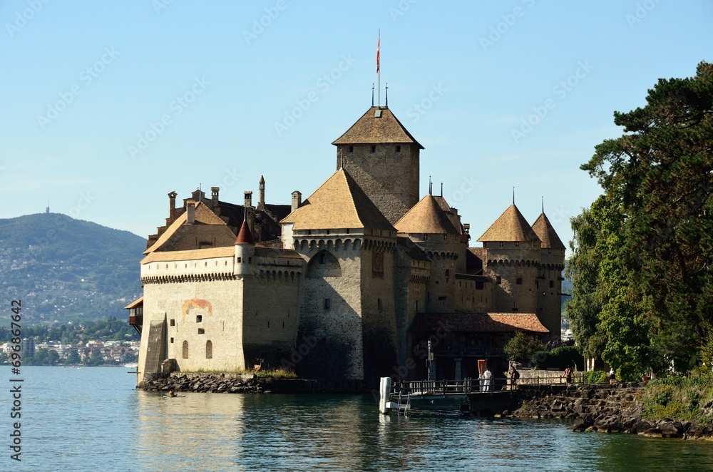 Castillo de Chillón en el Lago Leman, Montreux, Suiza