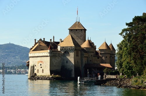 Castillo de Chillón en el Lago Leman, Montreux, Suiza