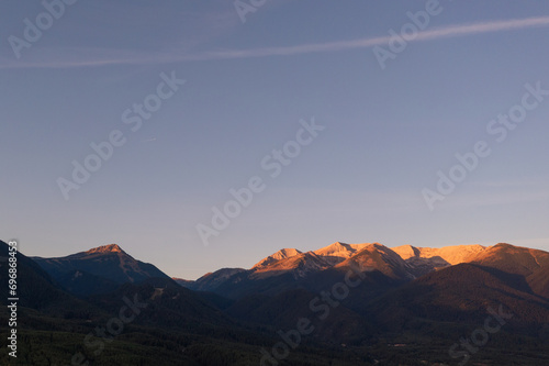 Bulgarian sunrise landscape in Pirin mountains photo