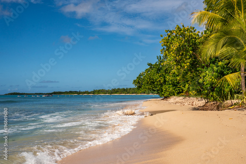 Fototapeta Naklejka Na Ścianę i Meble -  Guadeloupe - Amazing caribbean beach with many colors from drone view