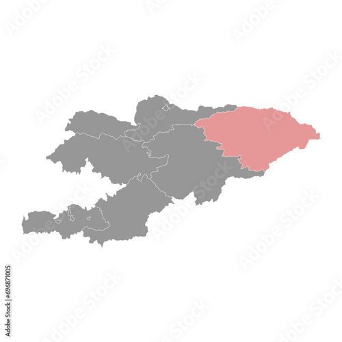 Issyk Kul region map, administrative division of Kyrgyzstan. Vector illustration.