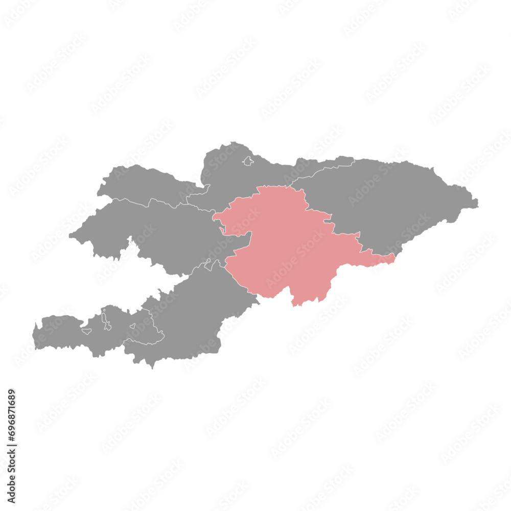 Fototapeta premium Naryn region map, administrative division of Kyrgyzstan. Vector illustration.