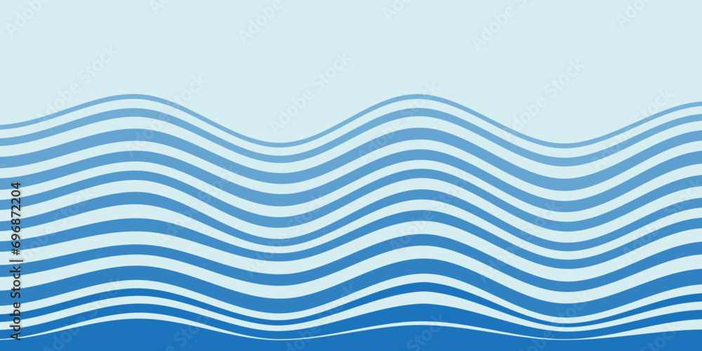 Wave ocean concept blue curve abstract vector background illustration. - obrazy, fototapety, plakaty 
