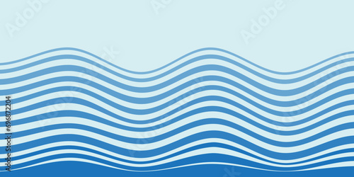 Wave ocean concept blue curve abstract vector background illustration.