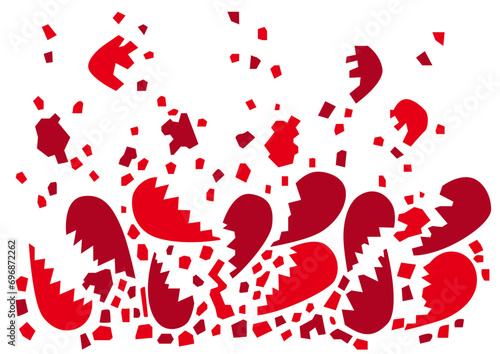 broken heart red pattern design on white background design illustration vector
