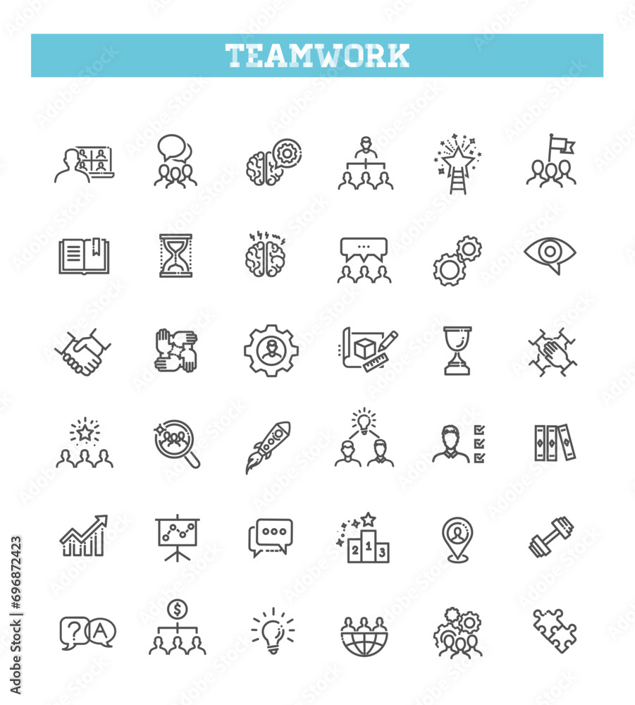 Teamwork Icons. Business teamwork, team building