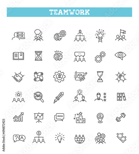 Teamwork Icons. Business teamwork, team building
