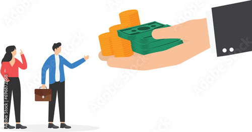 Company offer salaries to employees. Concept business vector illustration, Bonus, Salary up, Growth.

