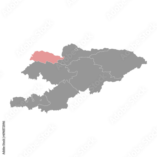 Talas region map, administrative division of Kyrgyzstan. Vector illustration.