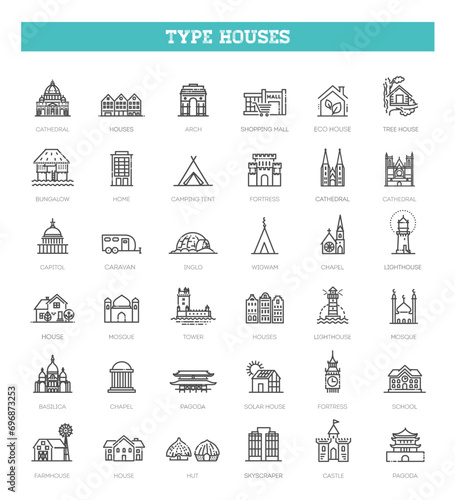 Set of type of houses icons