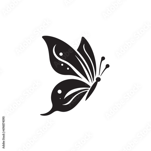 Silhouetted Garden Reverie: Butterfly Silhouette Amongst Blooming Blossoms, Nature's Tapestry Unfurling
