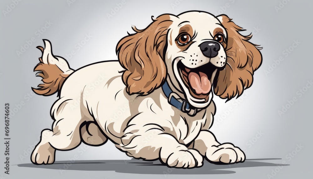 A cute white and brown dog with a blue collar A cute white and brown dog with a blue collar