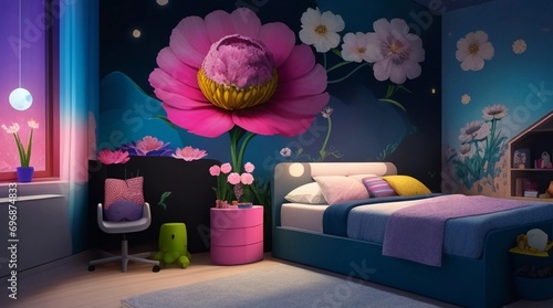 Wallflower Delight in a Modern Children's Bedroom photo