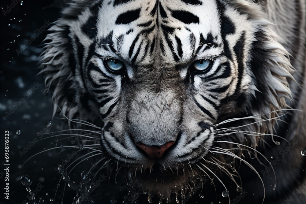 Fototapeta premium Feline Gaze: The White Tiger's Stare