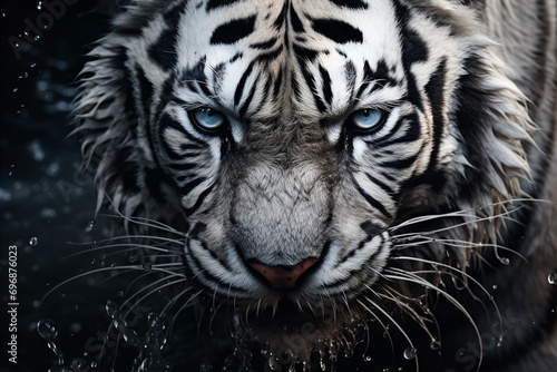Feline Gaze: The White Tiger's Stare © Andrew