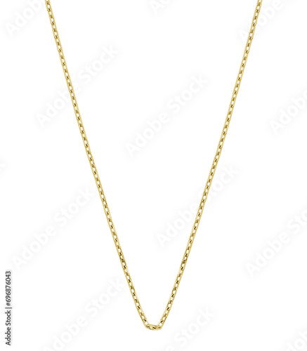 Gold chain necklace on white background