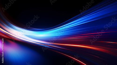 Moving light movement trajectory diagram abstract line, blue blur, bright movement light movement trajectory at night