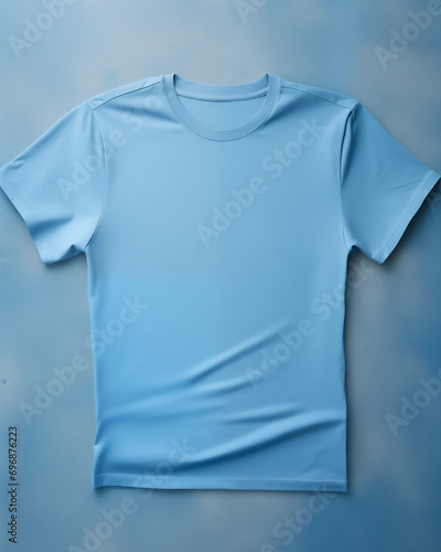 Camiseta azul isolada sobre uma mesa - mockup