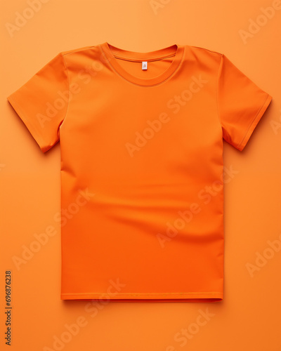 Camiseta laranja isolada sobre uma mesa - mockup