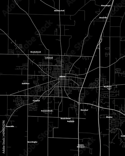 Athens Alabama Map, Detailed Dark Map of Athens Alabama