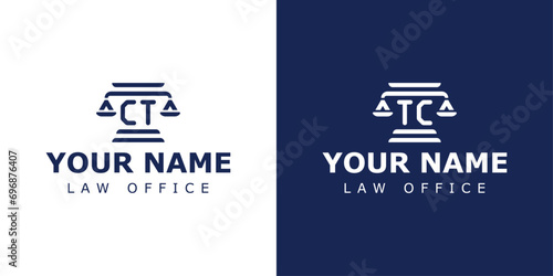 Letter CT and TC Legal Logo, suitable for lawyer, legal, or justice with CT or TC initials