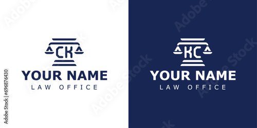 Letter CK and KC Legal Logo, suitable for lawyer, legal, or justice with CK or KC initials