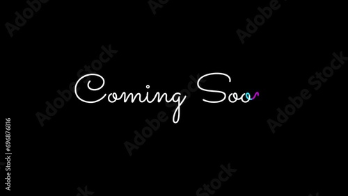 Coming soon text animated with black and green screen background photo