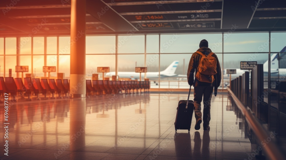 Airport Dynamics: People Walking Inside, Business Travel Concept