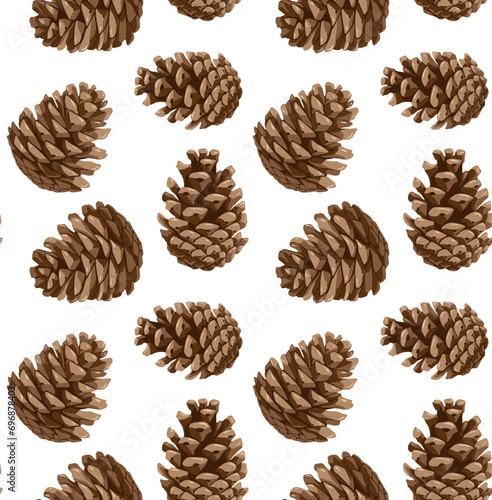 Pattern of pine and fir cones. Seamless pattern in vector. Suitable for backgrounds and prints.
