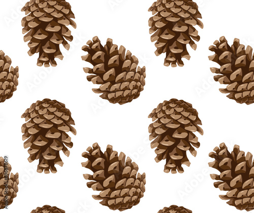 Pine cone print. Seamless pattern in vector. Suitable for backgrounds and prints.