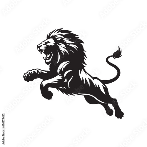 Nighttime Thriller: Lion Attacking Silhouette, a Captivating Scene of Predatory Majesty in Action
