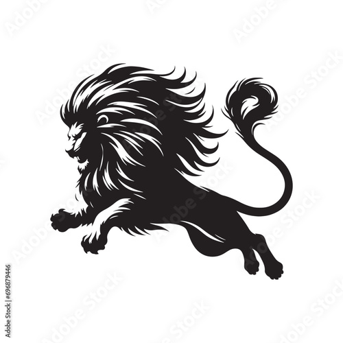 Twilight Encounter: Lion Attacking Silhouette, a Symphonic Portrait of Predatory Majesty in the Savannah
