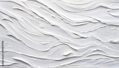 High-definition close-up of textured white abstract art painting with dynamic oil brushstrokes and palette knife paint on canvas, creating a seamless pattern.