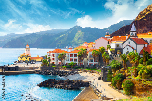 Panoramic view of the small village of Canical, near Ponta de Sao Lourenco. Madeira Island, Portugal © proslgn