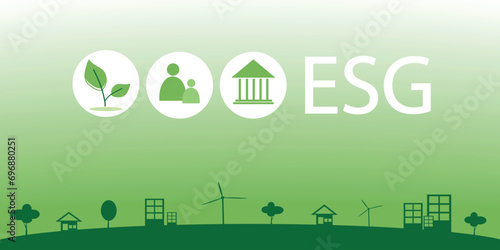 ESG concept icon for business and organization, Environment, Social, Governance and sustainability development concept with flat infographic design vector illustration