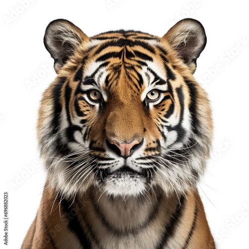 Tiger Face Shot Isolated on white Background