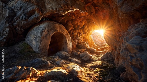 An empty tomb. Concept of resurrection, renewal and triumph over death