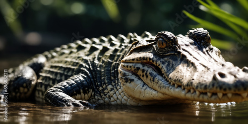 crocodile or alligator in the water