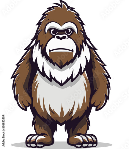 big foot cartoon style, cute bigfoot, transperent background.