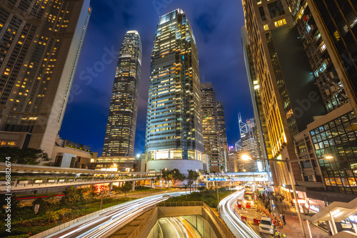 night view of Central district of Hong Kong island in Hongkong, China