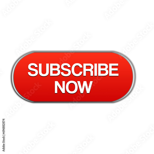 3d subscribe button, red,white text, illustration  photo