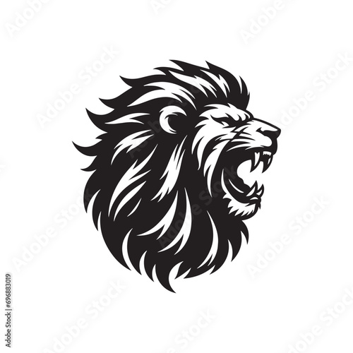 Lion Face Silhouette: Roaring Dominance, Majestic Mane, and Intense Eyes Conveying the Commanding Presence of the King of the Jungle 