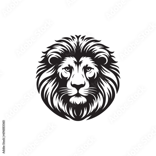 A Regal Silhouette  Lion Face Dominance  Majestic Mane  and Intense Eyes Conveying Power and Dignity - Lion Face Silhouette 