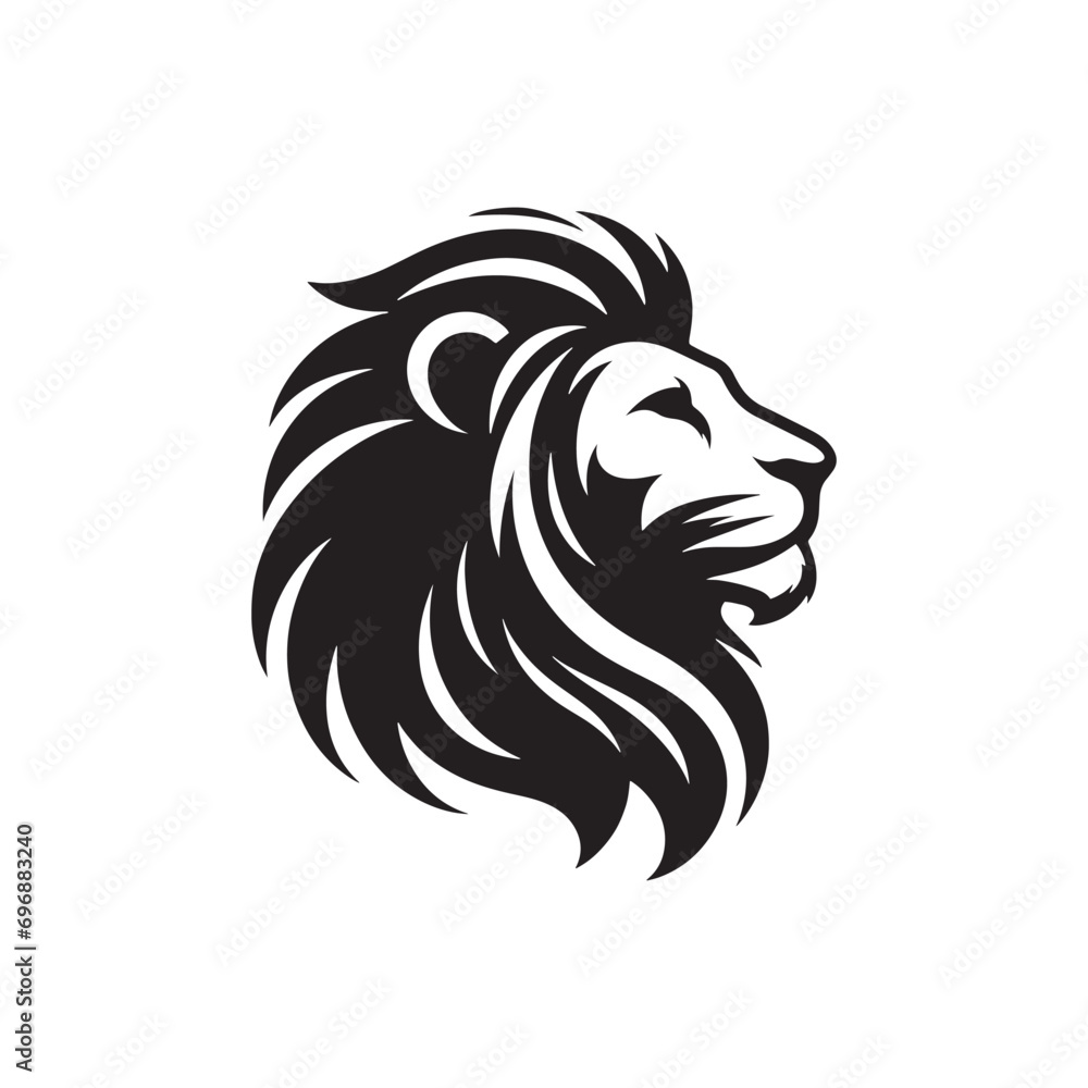 Silhouette of a Lion's Face: The Intensity of a Roaring King, Magnificent Mane, and Piercing Eyes in a Powerful and Elegant Composition - Lion Face Silhouette
